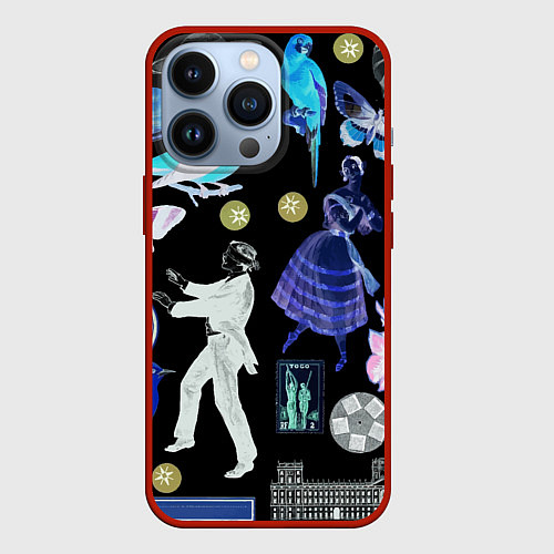 Чехол iPhone 13 Pro Underground pattern Fashion 2077 / 3D-Красный – фото 1