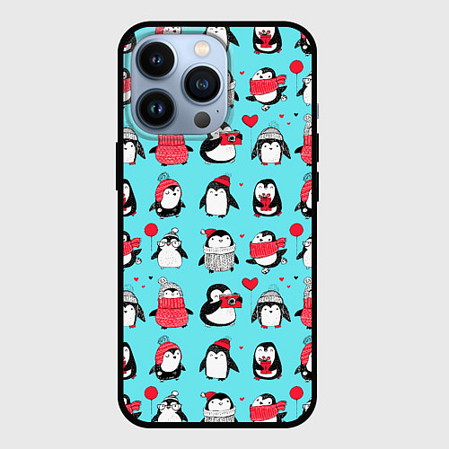 Чехол iPhone 13 Pro PENGUINS ON THE POSITIVE / 3D-Черный – фото 1