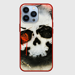 Чехол iPhone 13 Pro Череп на поверхности в красках - Красный