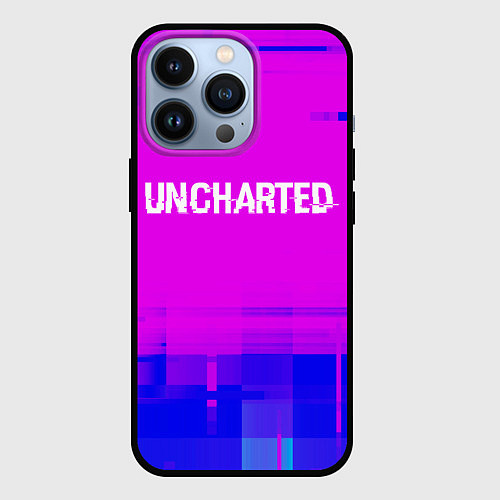 Чехол iPhone 13 Pro Uncharted Glitch Text Effect / 3D-Черный – фото 1