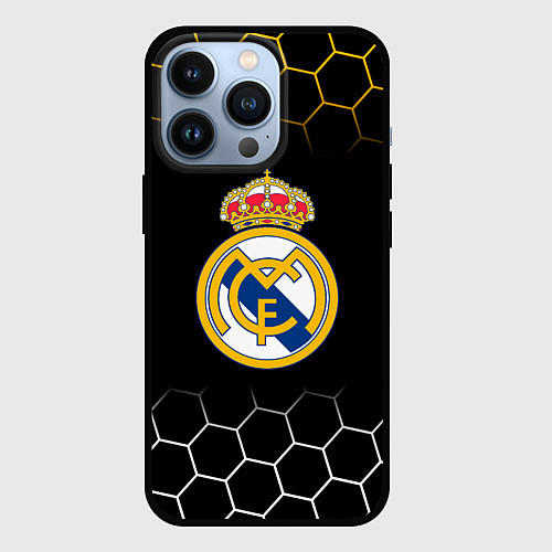 Чехол iPhone 13 Pro Real madrid соты / 3D-Черный – фото 1