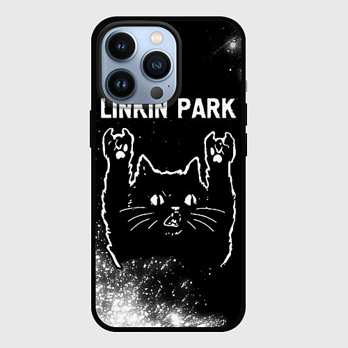 Чехол iPhone 13 Pro Группа Linkin Park и Рок Кот / 3D-Черный – фото 1