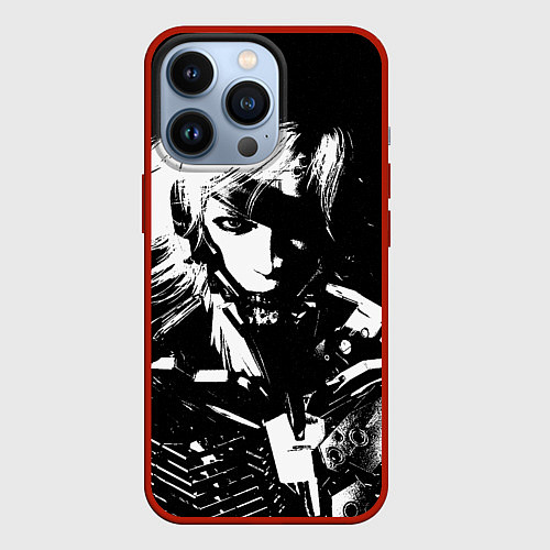 Чехол iPhone 13 Pro METAL GEAR RISING - ЧБ ГЕРОЙ / 3D-Красный – фото 1