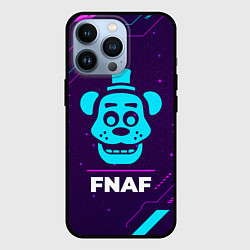 Чехол iPhone 13 Pro Символ FNAF в неоновых цветах на темном фоне