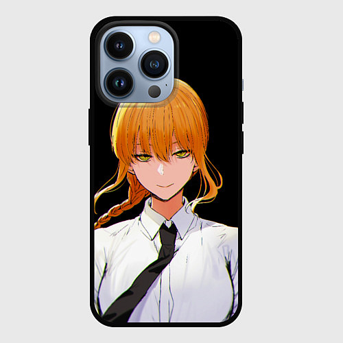 Чехол iPhone 13 Pro МАКИМА Человек бензопила аниме / 3D-Черный – фото 1