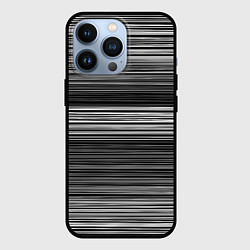 Чехол iPhone 13 Pro Black and white thin stripes Тонкие полосы