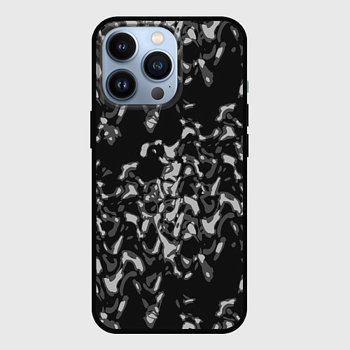 Чехол iPhone 13 Pro Абстрактный узор в темных серых тонах / 3D-Черный – фото 1