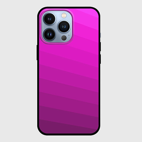 Чехол iPhone 13 Pro Розовый неоновый полосатый узор Pink neon / 3D-Черный – фото 1