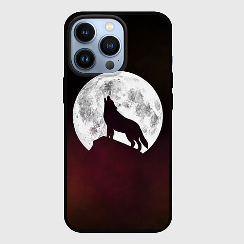 Чехол iPhone 13 Pro Волк и луна Wolf and moon / 3D-Черный – фото 1