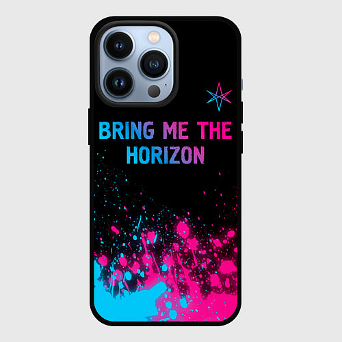 Чехол iPhone 13 Pro Bring Me the Horizon Neon Gradient / 3D-Черный – фото 1