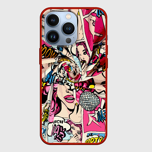 Чехол iPhone 13 Pro Twisted pop atr pattern / 3D-Красный – фото 1