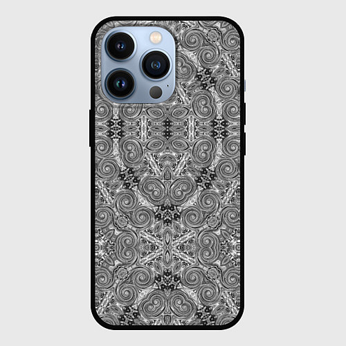 Чехол iPhone 13 Pro Black and white oriental ornament / 3D-Черный – фото 1