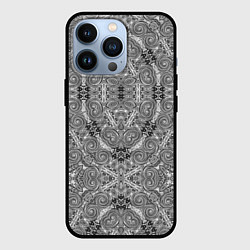 Чехол для iPhone 13 Pro Black and white oriental ornament, цвет: 3D-черный