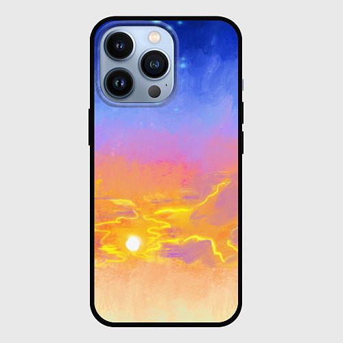 Чехол iPhone 13 Pro Закатное небо и звезды / 3D-Черный – фото 1