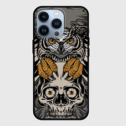 Чехол для iPhone 13 Pro Сова с черепом Owl with Skull, цвет: 3D-черный