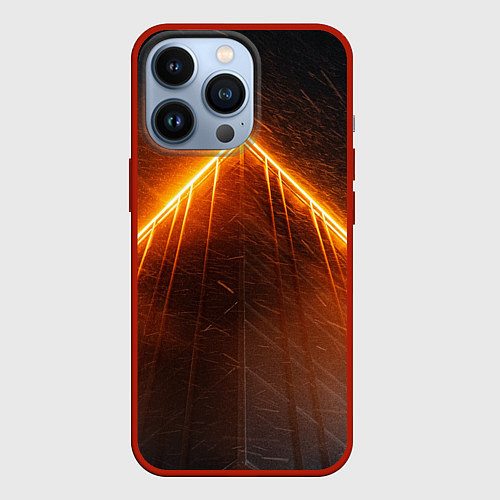 Чехол iPhone 13 Pro Неоновая крыша здания - Оранжевый / 3D-Красный – фото 1