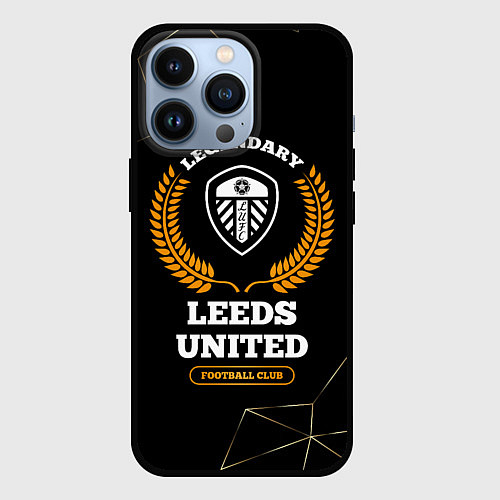 Чехол iPhone 13 Pro Лого Leeds United и надпись Legendary Football Clu / 3D-Черный – фото 1