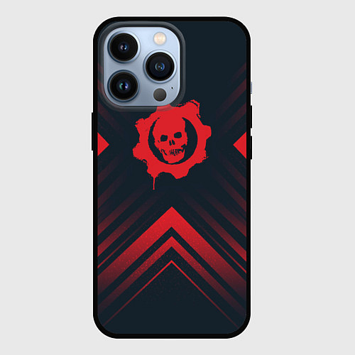 Чехол iPhone 13 Pro Красный Символ Gears of War на темном фоне со стре / 3D-Черный – фото 1