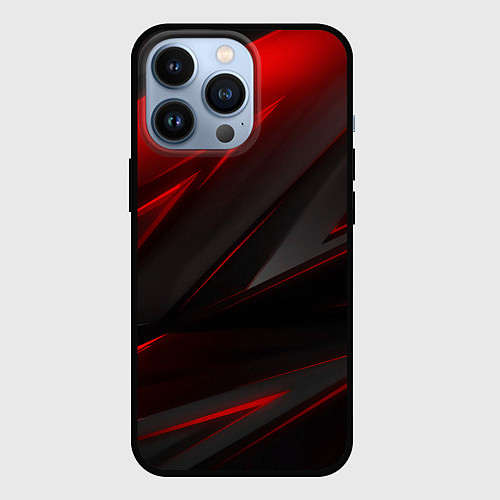 Чехол iPhone 13 Pro Red and Black Geometry / 3D-Черный – фото 1