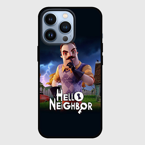 Чехол iPhone 13 Pro Hello Neighbor игра Привет сосед / 3D-Черный – фото 1