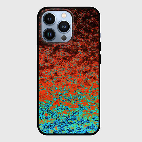 Чехол iPhone 13 Pro Turquoise brown abstract marble pattern / 3D-Черный – фото 1