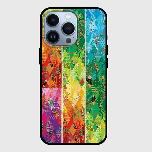 Чехол iPhone 13 Pro Patchwork pattern / 3D-Черный – фото 1