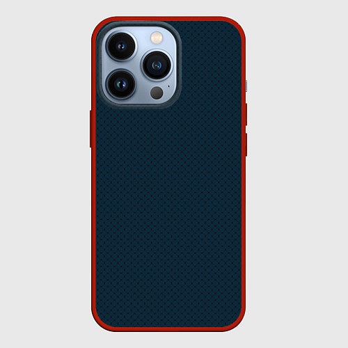 Чехол iPhone 13 Pro Черная сетка на темно синем / 3D-Красный – фото 1