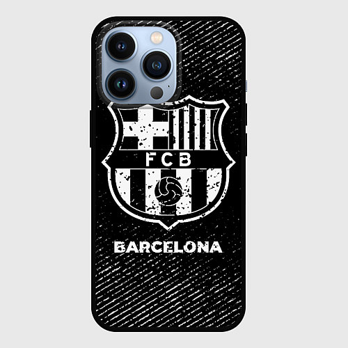 Чехол iPhone 13 Pro Barcelona с потертостями на темном фоне / 3D-Черный – фото 1