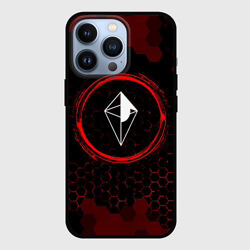 Чехол iPhone 13 Pro Символ No Mans Sky и краска вокруг на темном фоне / 3D-Черный – фото 1