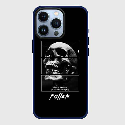 Чехол iPhone 13 Pro Skull with inscriptions / 3D-Тёмно-синий – фото 1