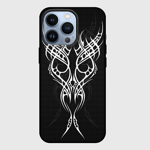 Чехол iPhone 13 Pro Титуировки на карбоне / 3D-Черный – фото 1