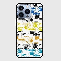 Чехол для iPhone 13 Pro American football sports pattern, цвет: 3D-черный