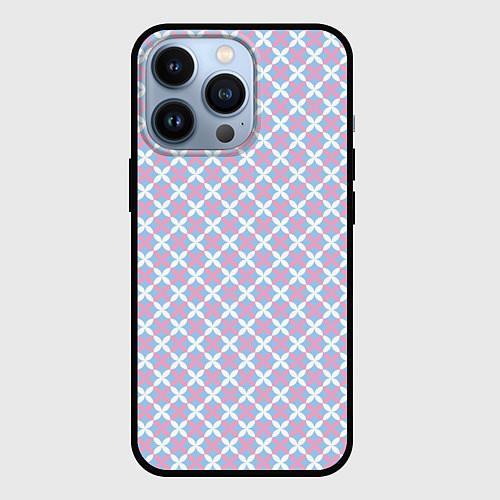 Чехол iPhone 13 Pro Светлые голубые узоры / 3D-Черный – фото 1