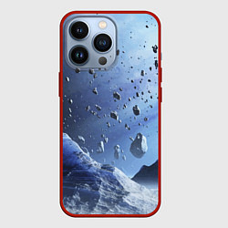 Чехол для iPhone 13 Pro Космический пейзаж с ледяными скалами, цвет: 3D-красный