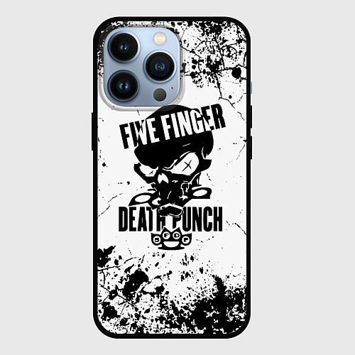 Чехол iPhone 13 Pro Five Finger Death Punch - мелкие трещины / 3D-Черный – фото 1