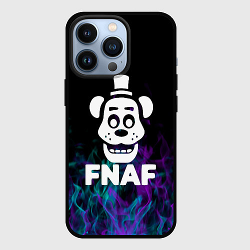 Чехол iPhone 13 Pro Five Nights At Freddys - огонь неон / 3D-Черный – фото 1