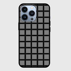 Чехол для iPhone 13 Pro Темно-серый узор в крупную клетку, цвет: 3D-черный