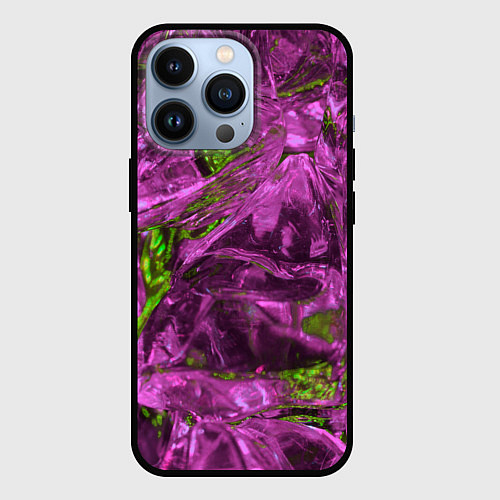 Чехол iPhone 13 Pro Неоновые куски льда - Розовый / 3D-Черный – фото 1