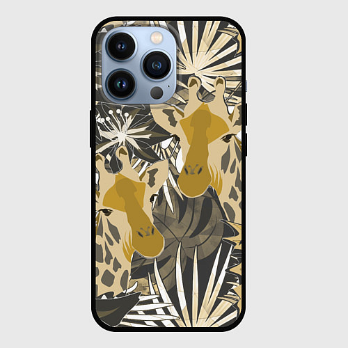 Чехол iPhone 13 Pro Жирафы в тропиках / 3D-Черный – фото 1
