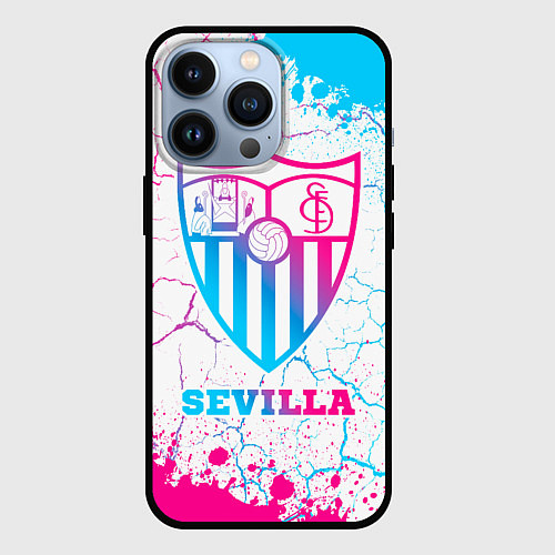Чехол iPhone 13 Pro Sevilla FC Neon Gradient / 3D-Черный – фото 1
