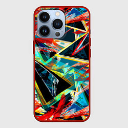 Чехол для iPhone 13 Pro Яркий абстрактный узор с неоновыми штрихами, цвет: 3D-красный