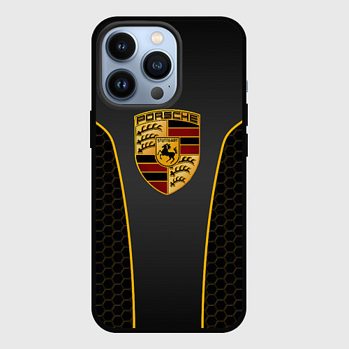 Чехол iPhone 13 Pro PORSCHE - ГОНОЧНАЯ УНИФОРМА / 3D-Черный – фото 1