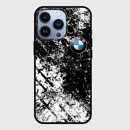 Чехол iPhone 13 Pro BMW : Испачканная ЧБ / 3D-Черный – фото 1