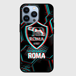 Чехол для iPhone 13 Pro Roma FC в стиле Glitch на темном фоне, цвет: 3D-черный