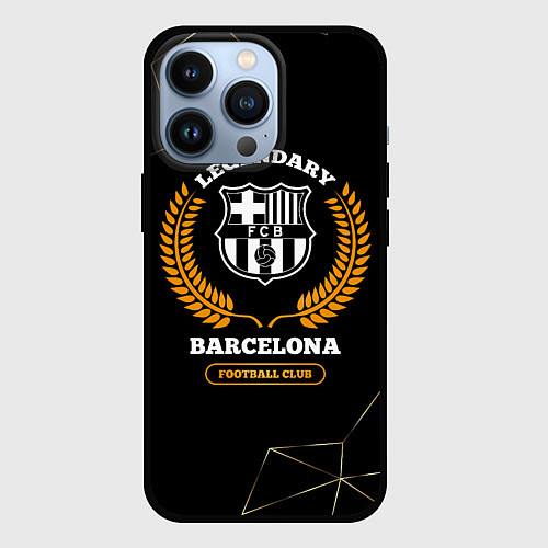 Чехол iPhone 13 Pro Barcelona - legendary football club на темном фоне / 3D-Черный – фото 1