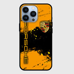 Чехол iPhone 13 Pro PORSCHE - ОРАНЖЕВЫЕ БРЫЗГИ