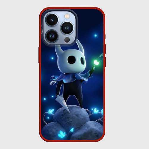 Чехол iPhone 13 Pro Hollow Knight неоновые бабочки / 3D-Красный – фото 1