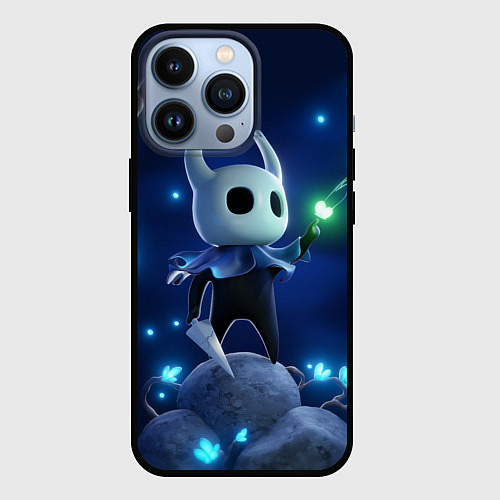 Чехол iPhone 13 Pro Hollow Knight неоновые бабочки / 3D-Черный – фото 1