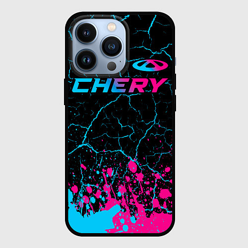 Чехол iPhone 13 Pro Chery - neon gradient: символ сверху / 3D-Черный – фото 1