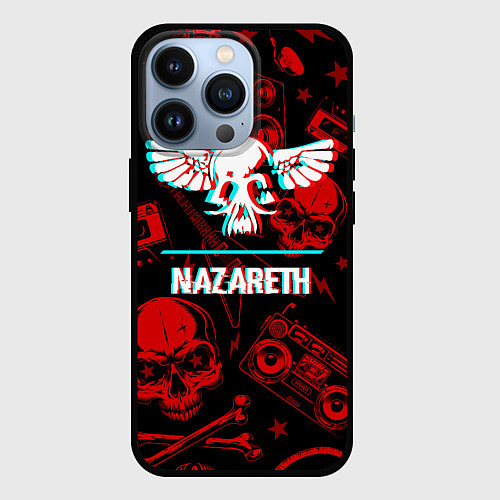 Чехол iPhone 13 Pro Nazareth rock glitch / 3D-Черный – фото 1